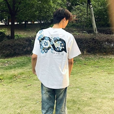 万针全刺绣解构设计260克重磅双纱纯棉高品质美式高街短袖T恤特39，男装T恤，电商A486-1