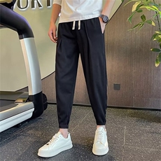 冰丝休闲裤男士夏季2024新款小脚九分春秋装薄款哈伦裤子K113，男装休闲裤，星座1116A-2（原606A-1）