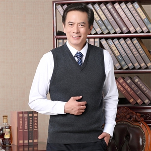 男士2023春季新款马甲背心V领针织衫中年休闲商务百搭坎肩男装图片