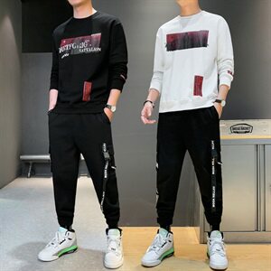 新款春秋男士休闲卫衣ins潮流百搭宽松两件套套装DS988T图片