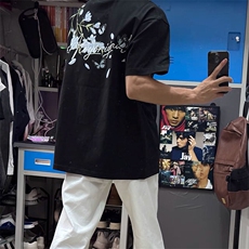 万针全刺绣解构设计260克重磅双纱纯棉高品质美式高街短袖T恤特35，男装T恤，电商A486