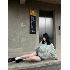 （现货）豆绿色大拉链口袋男女棉服立领棉衣图片