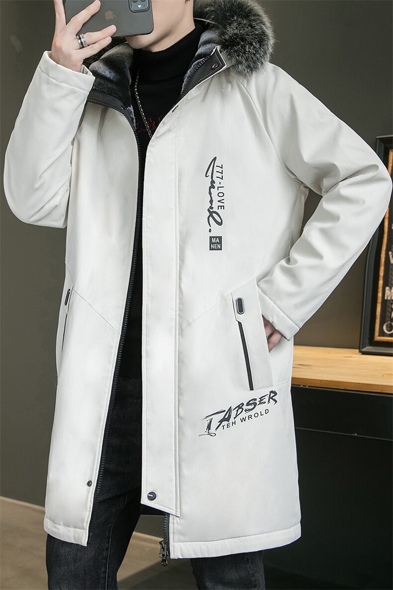 不断货男士派克服中长款棉衣加绒加厚风衣连帽外套JR917-P90,男装风衣,星座301D(原星座1004-8）