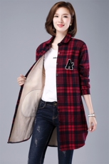 加绒格子衬衫女2025秋冬季新款韩版保暖衬衣加厚大码打底衫外套，女装衬衫，鑫鑫格