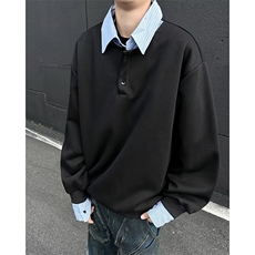 假两件撞色拼接卫衣长袖上衣外套Y6624P45，男装卫衣，星座1116-2