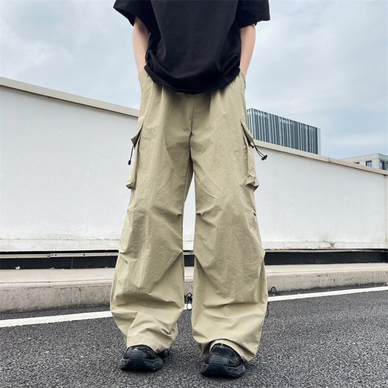 户外薄款速干休闲伞兵裤男女夏季vibe潮牌褶皱抽绳运动直筒工装裤，男装工装外套，星座506A