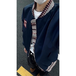 新中式提花夹克男女春季潮牌新款设计感棒球服宽松名族风情侣外套图片