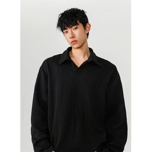 JT554-P49 日系cityboy华夫格polo衫男高级感宽松翻领t恤小香风图片