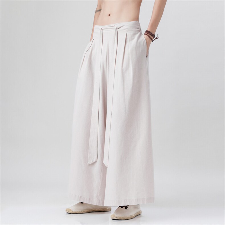 2025汉服唐装宽松阔腿裤风棉麻阔腿裤基地A057-K371-P55,男装民族服装,电商A057B