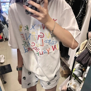刺绣+钉珠纯棉短袖ZX0230-P35图片
