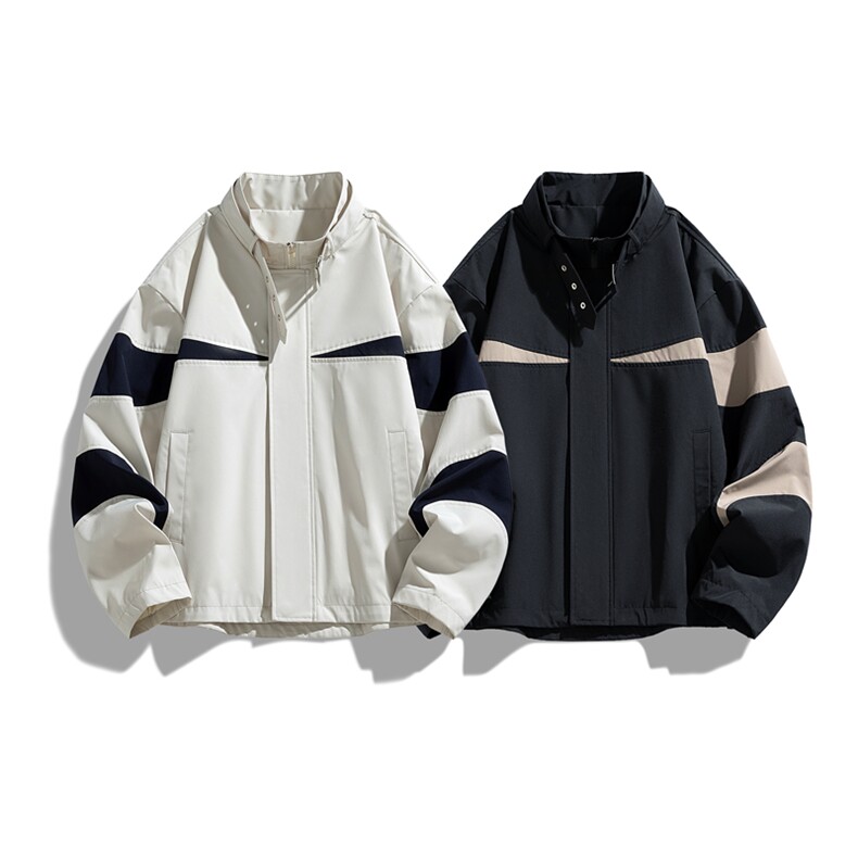 复古撞色拼接立领冲锋衣外套男开衫外套夹克棒球服JK01575-P73,男装夹克,星座308B-2