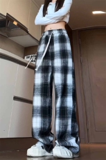 特批P30无差价秋新款美拉德格子裤男士休闲中性时尚阔腿长裤K1529，男装休闲裤，电商A001