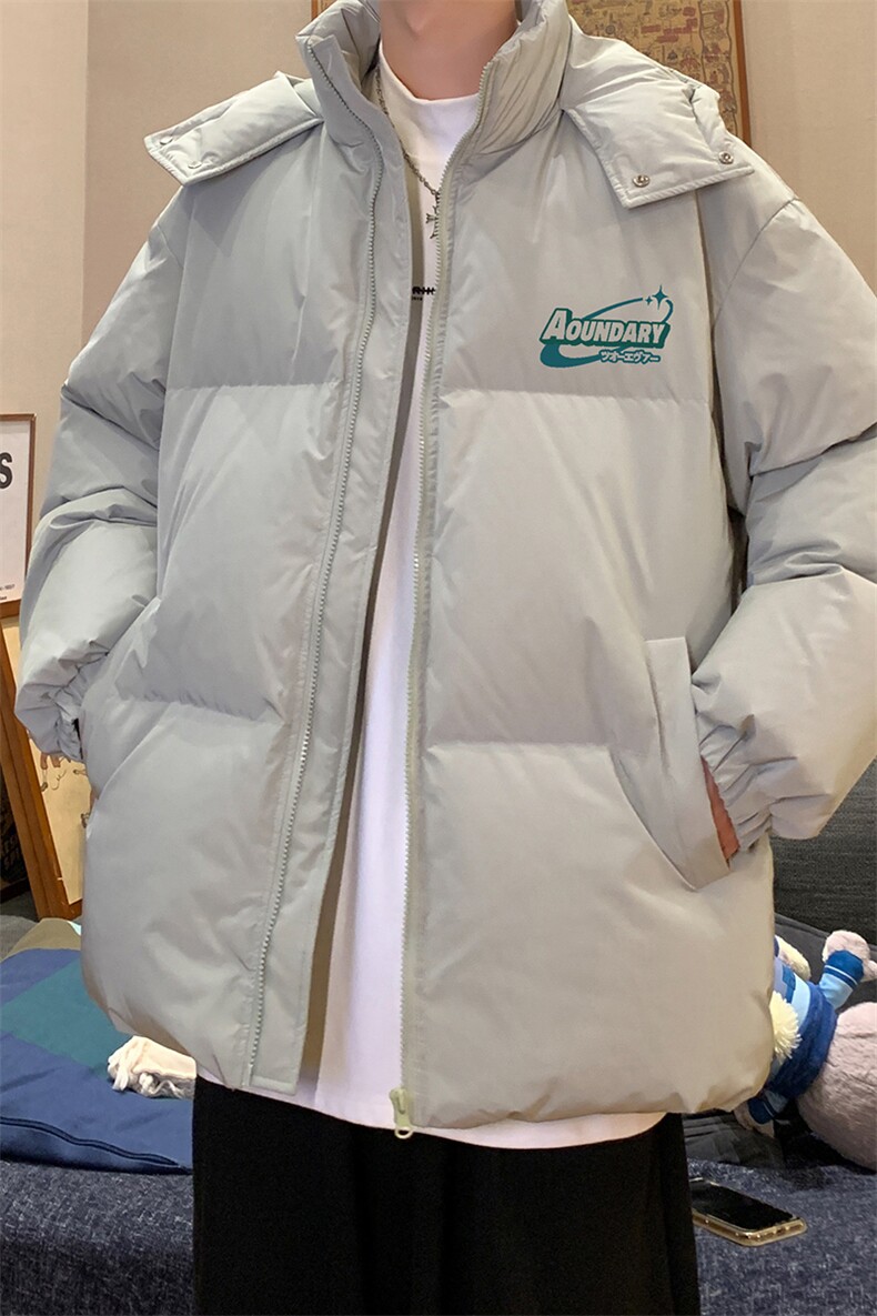 港风冬季字母印花休闲百搭宽松连帽棉服A247-MY226特批95控158,男装棉衣,电商A247