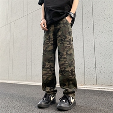 美式hiphop高街迷彩伐木工装裤水洗复古工装牛仔裤NT1706-P45，男装牛仔裤，星座302B