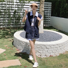 上新现货牛仔拼接休闲套装2C098-868P145K198，女装套装/套裙，2C098