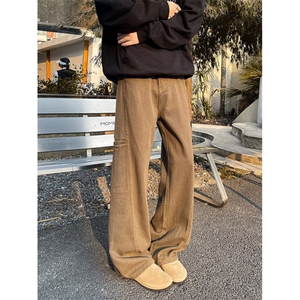 休闲阔腿工装牛仔裤男宽松小众2024新款高街拖地裤子RK2341-P48图片