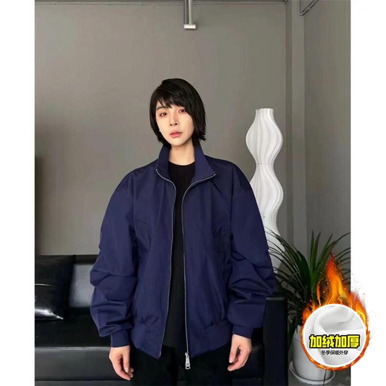 棉衣5W件现货冬季美拉德立领飞行夹克廓形高街棒球服加棉加厚外套,男装夹克,电商A486