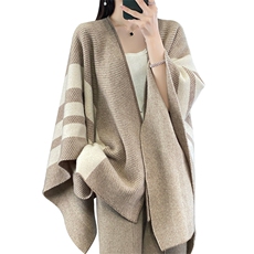 2024秋季新款双色羊毛披肩慵懒风，披肩，优麦羊绒（原洪叶羊绒）