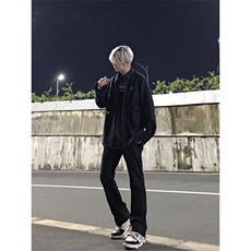 高街vibe纯色牛仔裤男款夏季修身直筒弹力微喇叭裤，男装牛仔裤，星座310A-4