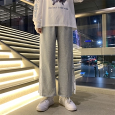 潮流条纹排扣运动裤男休闲长裤宽松百搭直筒新款九分裤K403-P35，男装休闲裤，星座1008