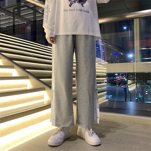 潮流条纹排扣运动裤男休闲长裤宽松百搭直筒新款九分裤K403-P35图片