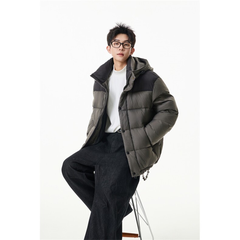 90%绒新标有报告连帽撞色韩版宽松羽绒服外套Y990/370现货,男装羽绒服,星座202