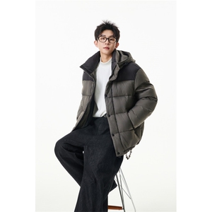 90%绒新标有报告连帽撞色韩版宽松羽绒服外套Y990/370 现货图片