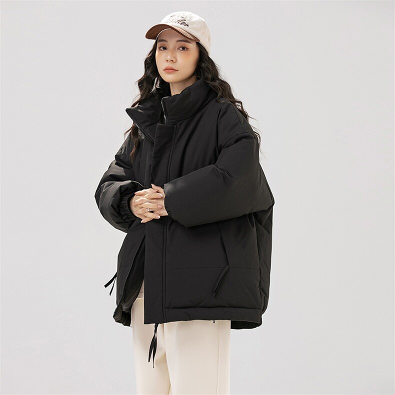 现货美式高街休闲夹克冬季立领纯色三防户外工装加厚棉服外套图片