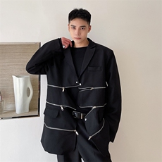 秋季新款立体裁剪可拆卸拉链拼接金属西服男A345-210-P145，男装西服，电商A345