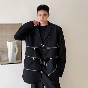 秋季新款立体裁剪可拆卸拉链拼接金属西服男A345-210-P145图片