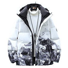 现货仓库桥园路连帽轻薄学生雪山渐变色情侣白鸭绒羽绒服外套，男装羽绒服，星座301D-5(原星座1415）