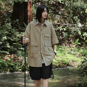 衬衫男女短袖韩版潮流痞子帅气2024夏季新款ins宽松外套CY896-P37图片