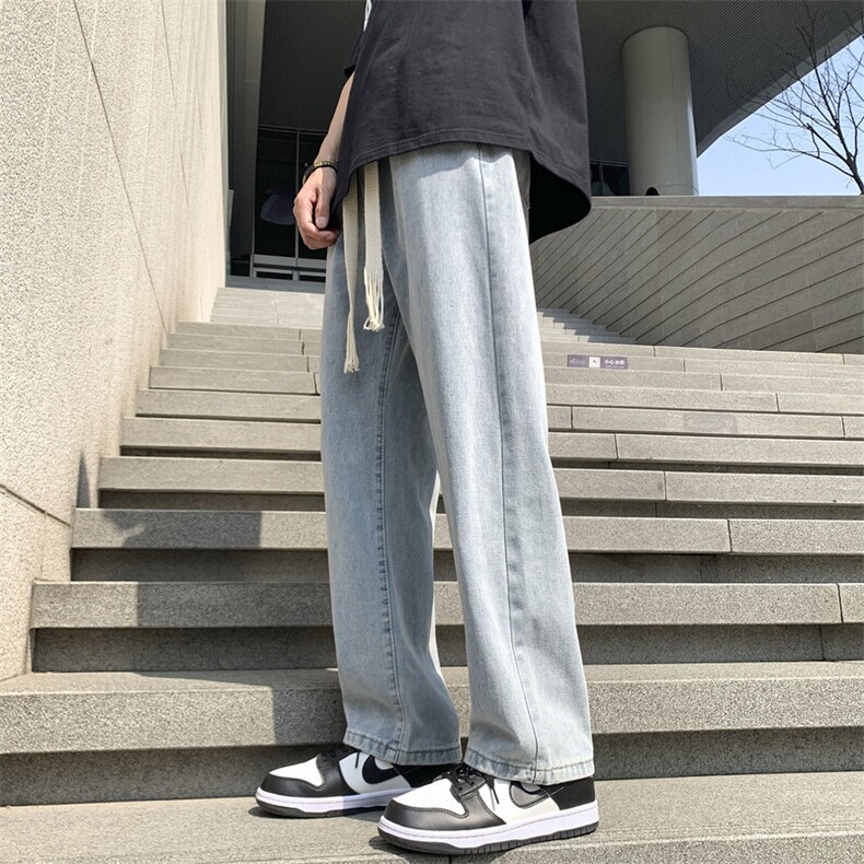 港风街头宽松直筒休闲潮流百搭抽绳男女牛仔裤NK026-p43四季有货,男装牛仔裤,星座224-1