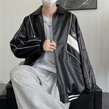 JK9120-P85皮夹克棒球服绣花秋季潮流百搭韩版宽松大码休闲外套，男装夹克，电商A009A（原A058A）