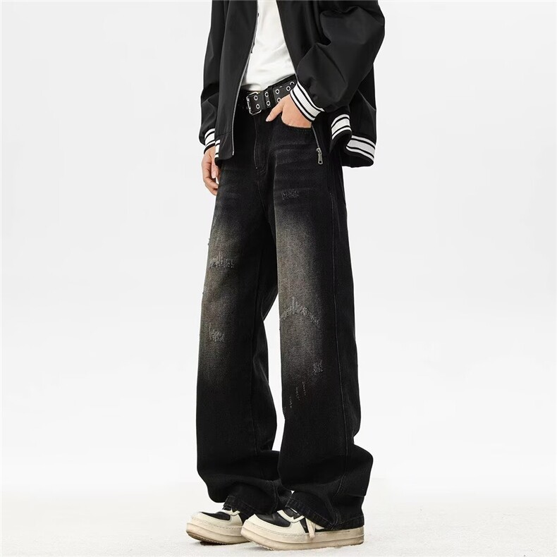 时尚慵懒潮流文艺美式复古春夏季潮牌破洞牛仔裤男新款AM830P45，男装牛仔裤，星座1013-5