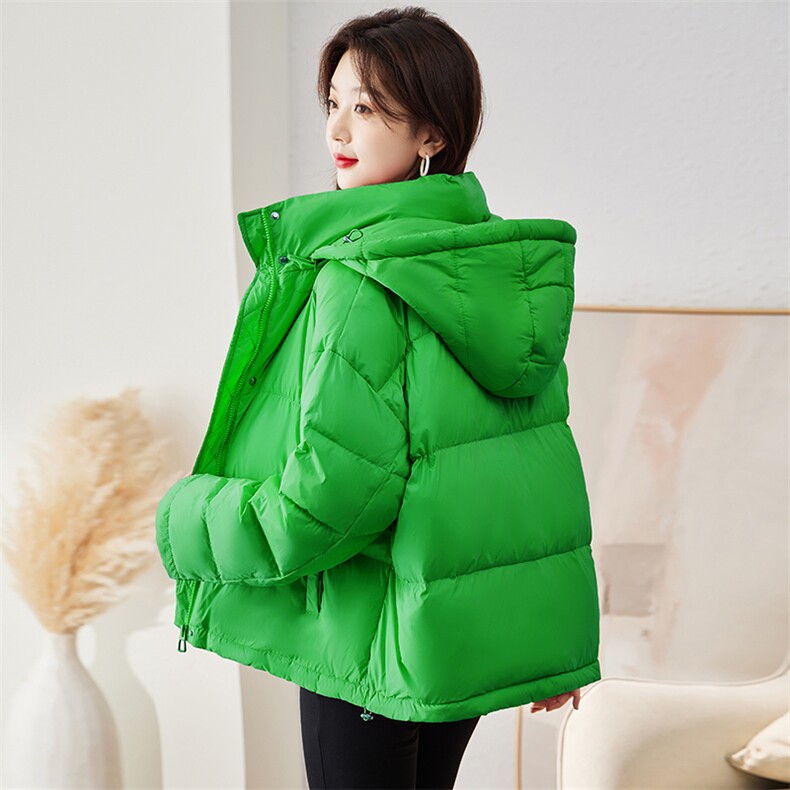 现货羽绒服女连帽新款短款小个子面包服时尚宽松休闲保暖轻暖外套图片