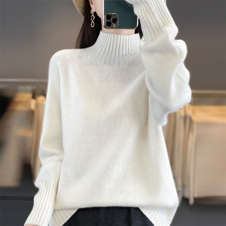 2025年春季半高圆领针织常规款女,针织衫/毛衣,美杜莎羊绒