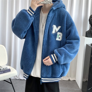 冬装青少年加绒加厚棉衣保暖纯色羊羔绒外套男士 917-P110控价158图片