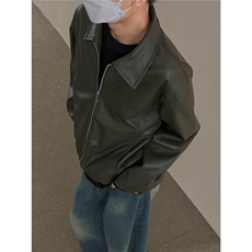 W639-P66痞帅Pu皮衣小众设计感潮牌双拉链垫肩皮夹克男机车服，男装皮衣，电商B323A