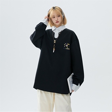 XZ230-1WY20秋中性风宽松简约轻奢休闲条纹刺绣假俩件卫衣P68控88，男装卫衣，星座230-1