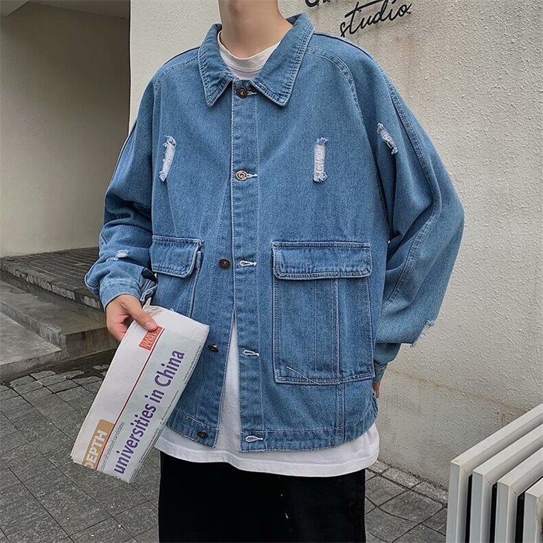 高档港风春秋新款男士宽松水洗牛仔炸街外套韩版潮流百搭X310/P54,男装夹克,星座506