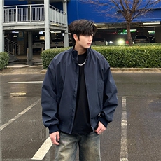 现货26春装美拉德立领飞行夹克纯色复古廓形高街棒球服外套，男装夹克，电商A486-1
