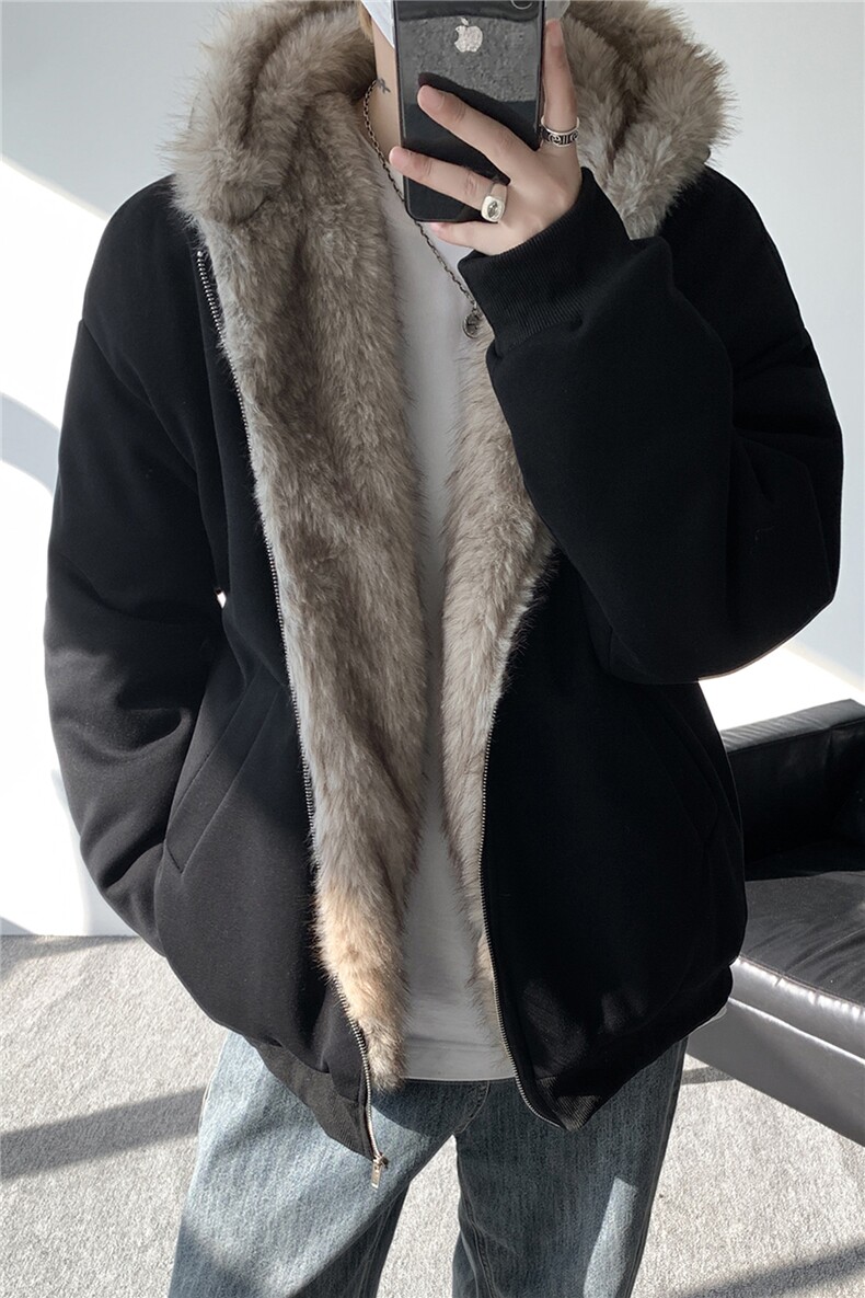 美式座山雕加绒加厚棉服男冬宽松连帽毛领棉衣外套MY18001,男装棉衣,电商B312