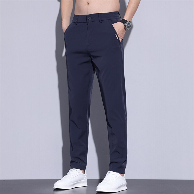 夏季冰丝男裤直筒弹力修身透气宽松百搭商务休闲裤子BK821p40现货,男装休闲裤,星座224-1