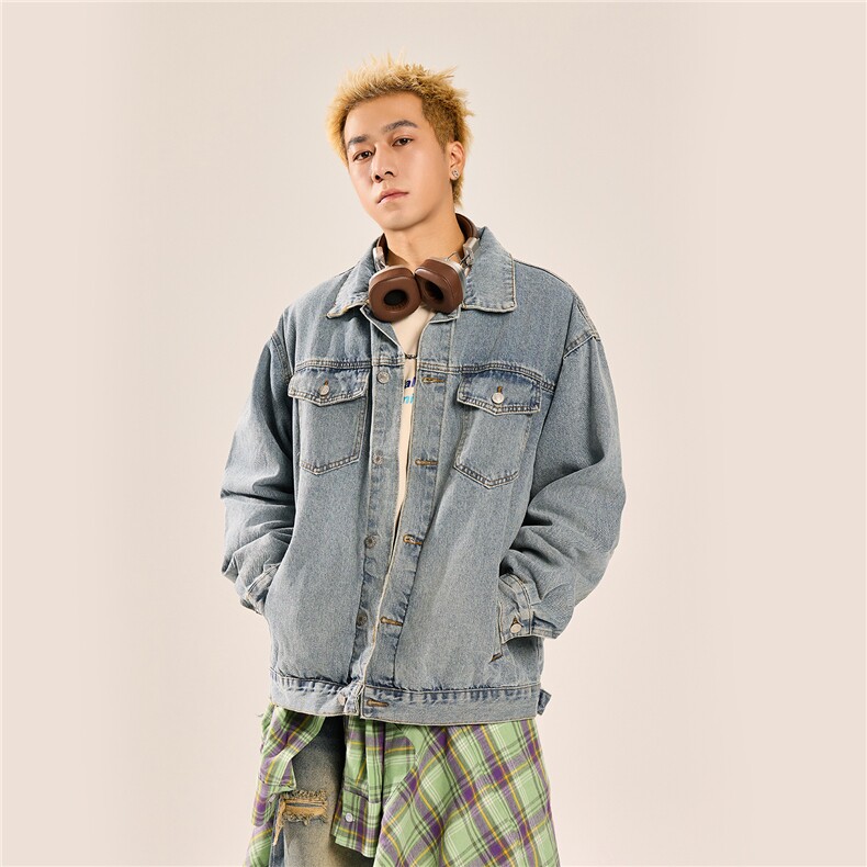 24新款水洗牛仔情侣夹克上衣N77/P85，男装夹克，星座202