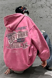 男装做旧加厚连帽卫衣23秋冬季机车印花男生外套XZ514-2-6676-P78图片