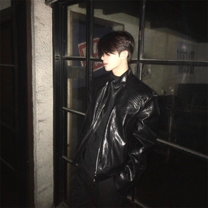 25春季拉立领机车超帅PU外套夹克男女同款JK1001