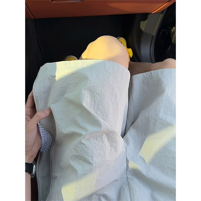 侧拉链网孔短裤男夏季复古尼龙速干冰丝裤子直筒四五分裤DK19,男装牛仔裤,星座1116A（原606A-3）