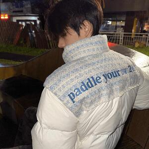 潮高级感针织拼接立领羽绒棉服加厚小众情侣面包服Y321-P88网图图片