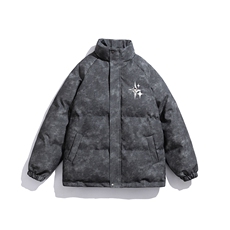 白底PU皮复古做旧可拆卸四芒星胸针设计棉衣男MY77721P128控168，男装棉衣，星座227-7